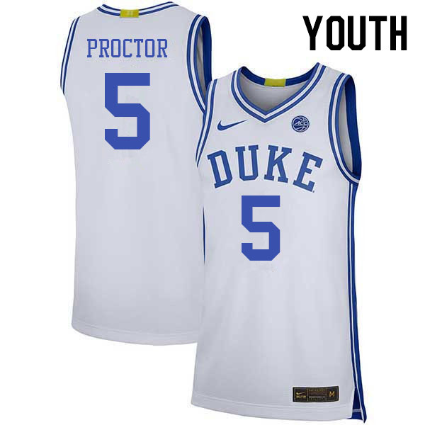 Youth #5 Tyrese Proctor Duke Blue Devils 2022-23 College Stitched Basketball Jerseys Sale-White